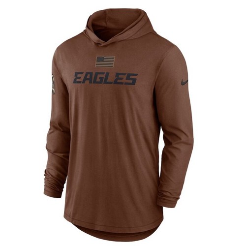 Philadelphia Eagles NIKE Salute To Service Brown Long Sleeve Hoodie T-Shirt XXL - Picture 2 of 4