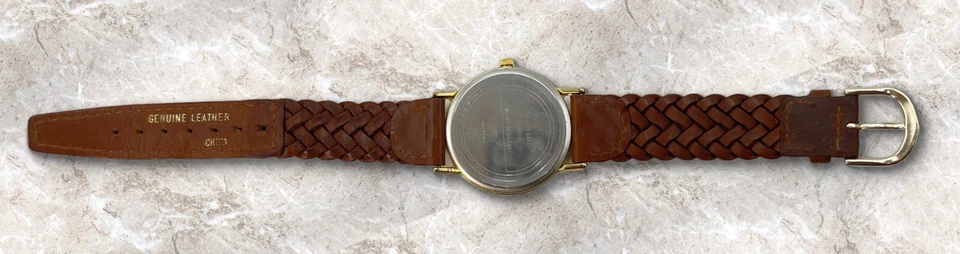 Водонепроницаемые кварцевые часы Timex Acqua Indiglo с подсветкой и коричневым кожаным ремешком - Изображение 4 из 4