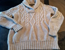 INIS CRAFTS 100% MERINO WOOL SHAW COLLAR WOMENS SWEATER SZ M