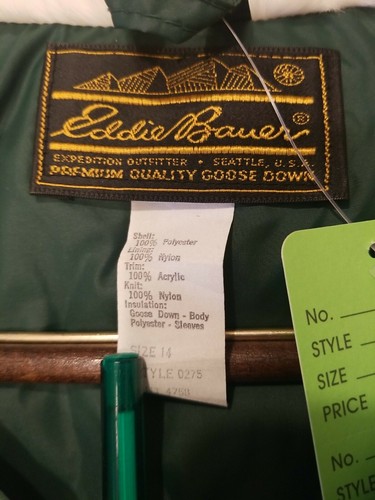 EDDIE BAUER Talla 14 Verde Largo PLUMÓN DE GANSO Mujer Abrigo Chaqueta PARKA De Colección - Imagen 5 de 12