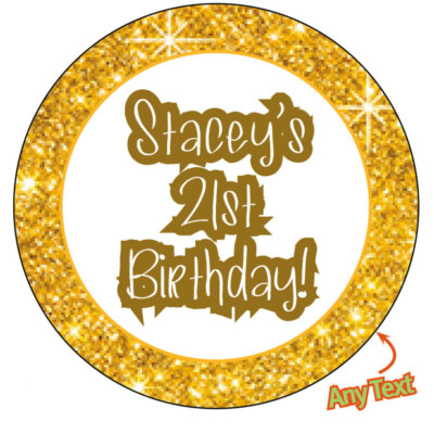Personalisierte Aufkleber Gold Glitzer Glitzer Effekt Geburtstag Party jedes Alter 653