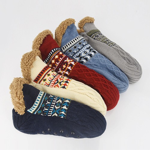 Women Mens Slipper Winter Cosy Socks Fluffy Non Slip Warm Fleece Lined Bed Floor - Picture 4 of 22