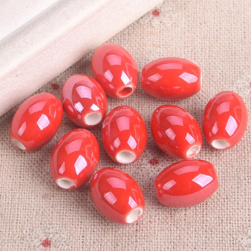 10pcs 15x11mm Oval Shiny Glossy Glazed Ceramic Porcelain Loose Beads DIY Jewelry - Picture 13 of 14