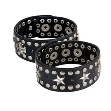 Men Women Spike Studded Rivet Bracelet Punk Goth Biker Wide Leather Wristband US