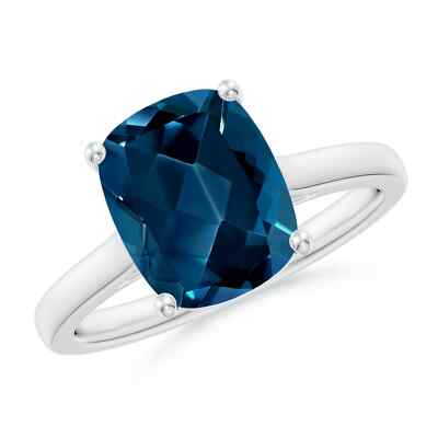 ANGARA natürlicher London Blautopas Solitär Ring in Sterlingsilber (10x8mm)