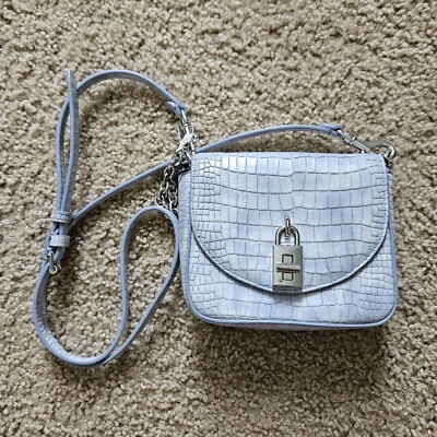 NWT Rebecca Minkoff Purse Love Too Micro Bag Light Periwinkle Crocodile  Print