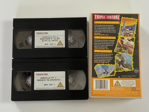 GODZILLA Triple Feature VHS Movie Box Set PAL UK Format 1992 TOHO Kaiju Monster - Picture 2 of 4