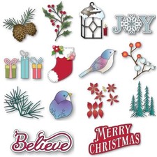Christmas Words Bird Metal Cutting Dies Die Stencil Scrapbooking Paper Crafts