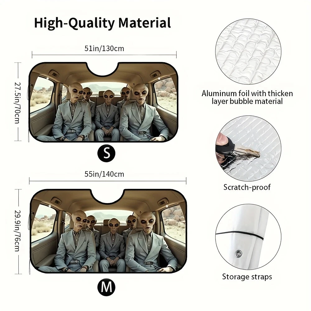 Alien Car Sunshade - Foldable UV Ray Blocker for Animals