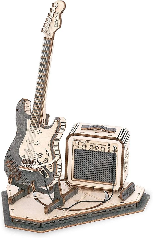 Rolife Modern Electric Guitar Model 3D Wooden Puzzle DIY Toy Kit Friends Gifts - Image 2 of 4