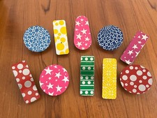 LOT 10 Vtg Tin Litho Noisemakers Clicker Made in USA Dots pop art 70s Stars