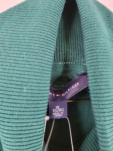 Tommy Hilfiger Women's Turtleneck Sweater Green Pullover Logo Cotton XL #B52 - Picture 6 of 6