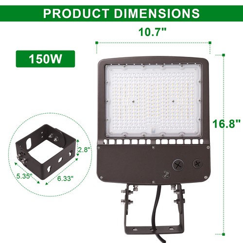 150W LED Shoebox Parking Lot light Fixture 5700K Replace 500W MH Area Road light - Picture 5 of 7