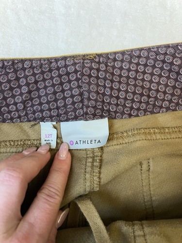 Athleta Tan/Brown Draw String Duster Cargo Pants 12T - Picture 6 of 9