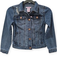 Tommy Bahama Girls Size 8 Distressed Denim Jacket Medium Wash Jean Y2K Jean