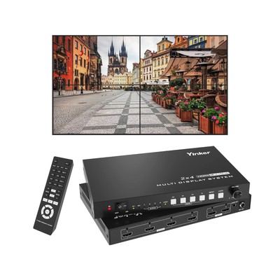 4K HDMI Video Wall Controller 2x2, 4K@30Hz HDMI Video Wall Processor for 2 HD...