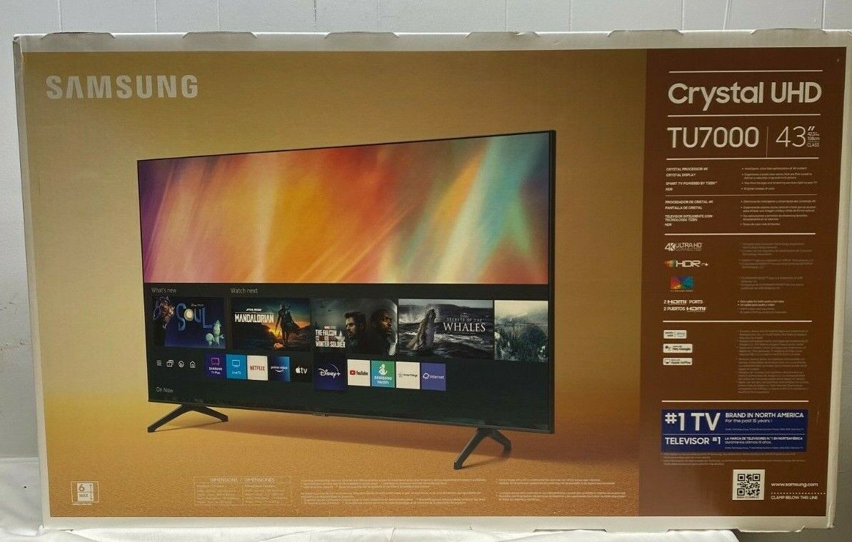 SAMSUNG 43" Class 4K Crystal UHD (2160P) LED Smart TV with HDR UN43TU7000