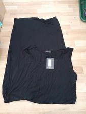 Refd142 bnwt Pretty Little Thing Black Dress Long Sleeveless uk26
