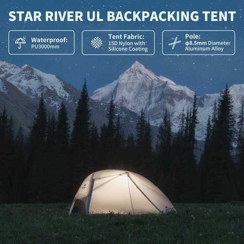 Naturehike Official Star River UL Camping Tent, 2 Person Tent Better Ventilation - Picture 3 of 13