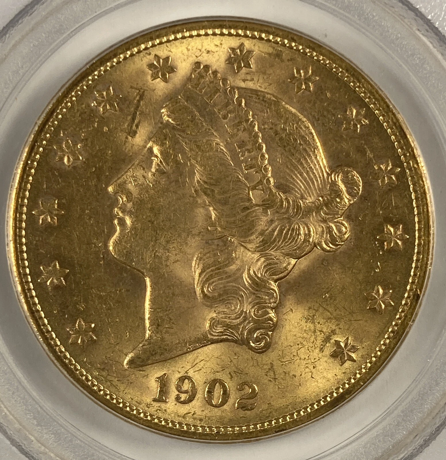 1902-S $20 LIBERTY GOLD.  PCGS MS62. .96750oz AGW.