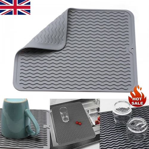 Silicone Sink Draining Board Mat Dish Glassware Kitchen Drainer Drying Rack UK - Picture 3 of 15