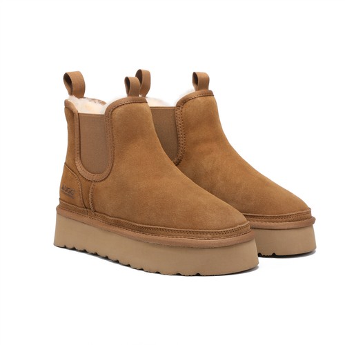 UGG DREAMMERINO® UGG Sheepskin Wool Elastic Band Platform Chelsea Ankle Boots - Bild 17 von 17