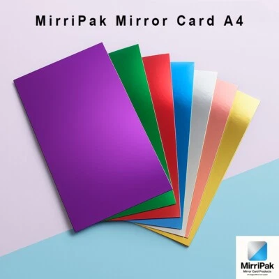 MIRRIPAK A4 Mirror Card 280gsm – Mixed Colours – White Backed – Craft Foil Cardstock