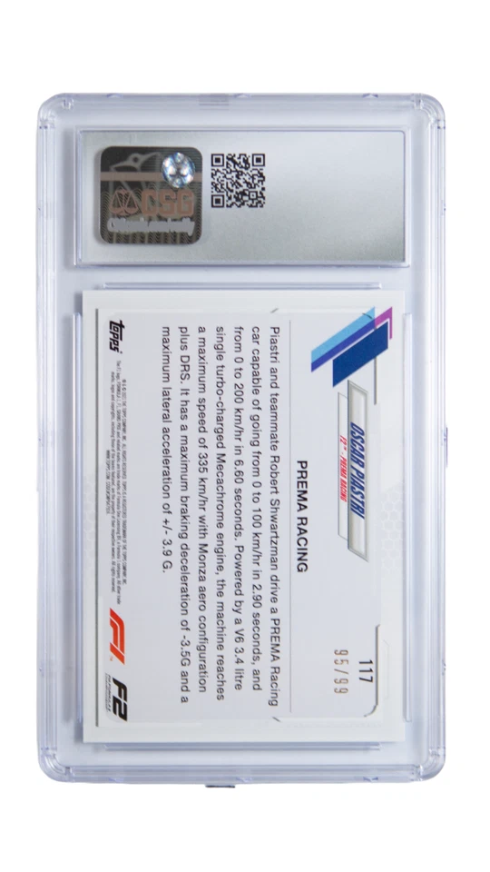 2021 Topps Chrome Formula 1 Oscar Piastri #117 BLUE CSG 9.5 - Image 2 of 2