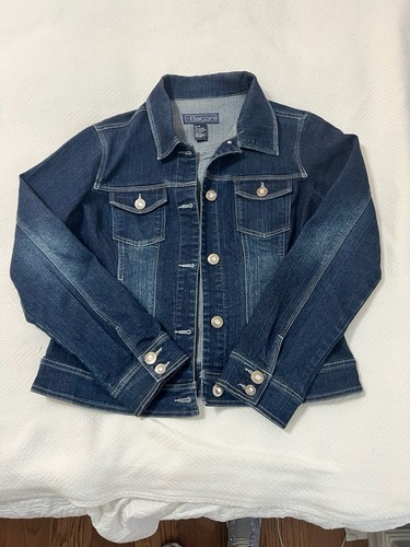 Baccini Size Medium Denim Jean Jacket Coat button up Stretch Western Cowgirl - Picture 2 of 7