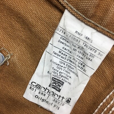 Carhartt B01 Brown 38x30 Duck Canvas Double Knee Pants USA Union