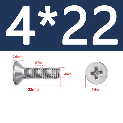M3 M4 M5 A2 Stainless Steel Phillips Countersunk Flat Head Screw Long 4mm-100mm - Picture 47 of 84