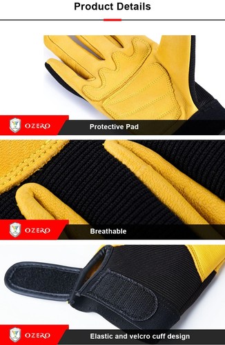 GUANTI MOTO PELLE TESSUTO cafe racer custom sport cross OZero Motocross 8001 - Foto 3 di 9