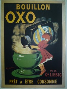 French Mixed Media Poster Girl With Bouillon Oxo Printed In Italy 55 X 40 Cm Ebay