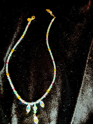 Emily Ray Crystal Necklace 925 Multicolored Beads 16 1/2 Inches