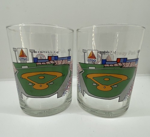 "Lote de 2 vasos vintage 1980 Boston Red Sox Fenway Park Citgo 50 años 4"" 16 oz"