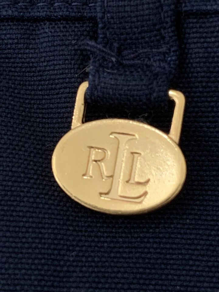 Lauren Ralph Lauren Chino Pants Sz 10 Womens Navy Gold Accents Straight Leg - Изображение 3 из 4