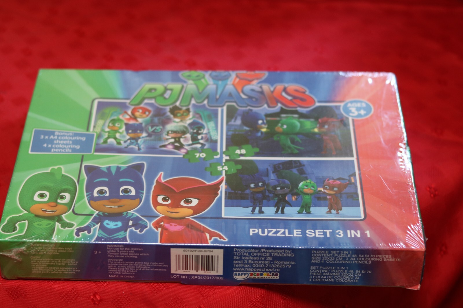PJ Masks - 3 in 1 Puzzles - with Colouring Sheets + Pencils - NEW