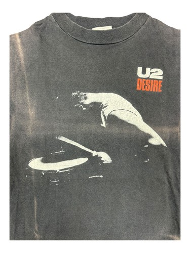 Vintage 80s 1988 U2 "Desire" Super Faded Band Tee Size XLarge Hanes Beefy Bono - Picture 2 of 6