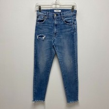Moussy Vintage Womens Blue Denim Distressed Hammond High Rise Skinny Jeans 26