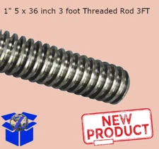1" - 5 x 36 Inches 3 Feet Acme Fully Threaded Rod 3 Foot Steel Plain Thread NEW