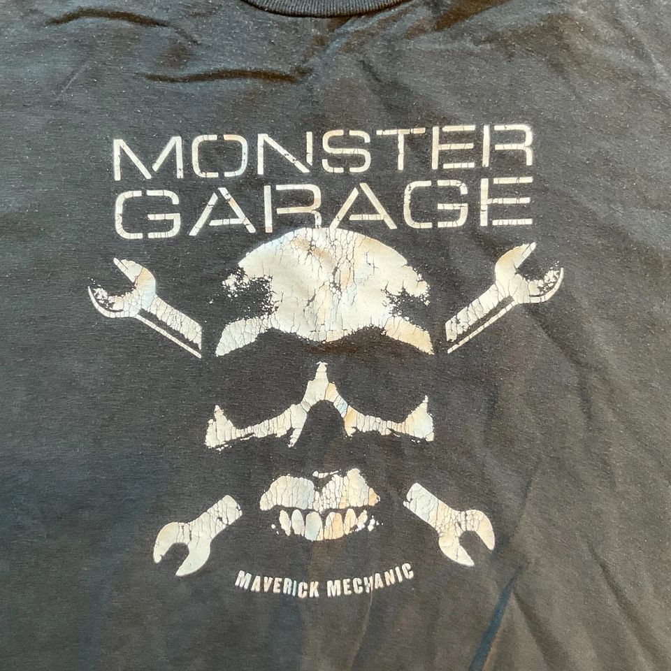 Vintage Monster Garage Shirt Mens Black Mverick Mechanic Skull Logo *Read* - Image 2 of 4