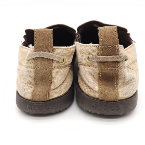 Crocs Walu (Mens Size 9) Loafers Khaki Tan Brown Canvas Comfort Slip On Shoes - Picture 5 of 8