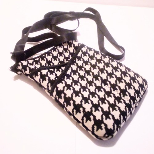 NuPouch Black White Houndstooth Print Cross Body Pouch Bag - Picture 3 of 5