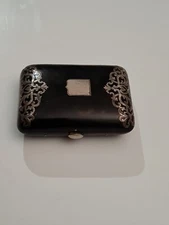 PORTE MONNAIE ANCIEN ÉCAILLES PLACAGE ARGENT 19è NAPOLÉON 3 BOITE PILULE FEMME 