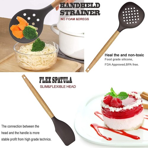 Kitchen Utensils Set- 35 PCs Cooking Utensils with Grater, Tongs, Spoon DarkGray - Picture 6 of 8