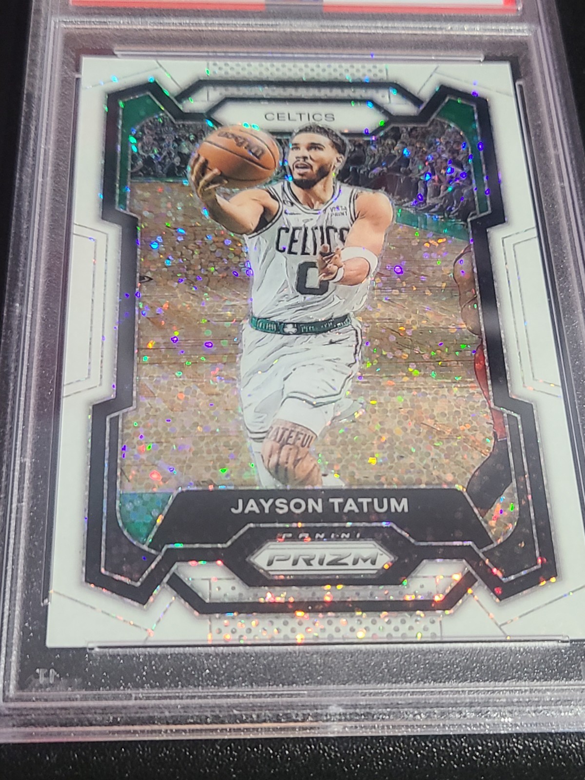 2023 Panini Prizm Jayson Tatum #2 WHITE SPARKLE PSA 10 view 2