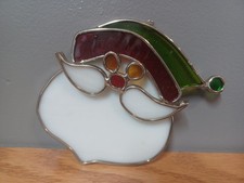 Santa Claus Christmas Stained Glass Suncatcher Sun Catcher Cottage Farmhouse