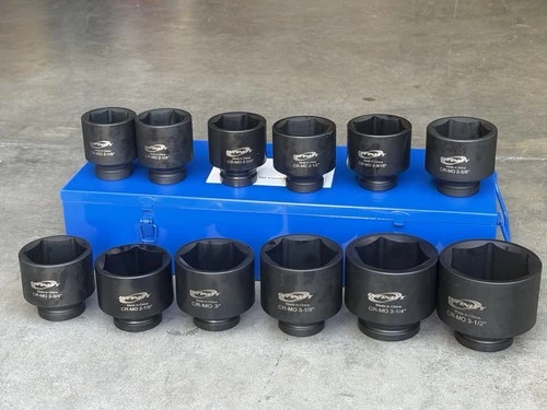 12pcs 1" Dr. 6 Point Jumbo Deep Impact Socket Set SAE 2-1/8" ~ 3-1/2" Sockets