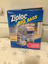 Ziploc Big Bags Jumbo 20 Gallon Zipper Seal Stand Fill Expandable Bottom - 3 CT