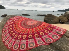raajsee Red Round Beach Tapestry Hippie/Boho Blanket Mandala/Indian... 